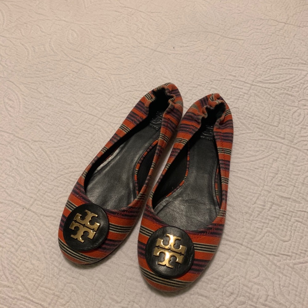 Tory Burch blue and orange flats size 8